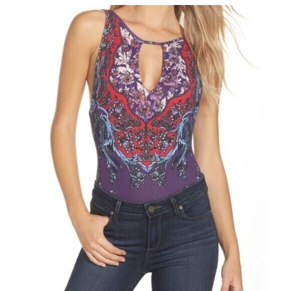 NWT All the party bodysuit thong style purple size medium